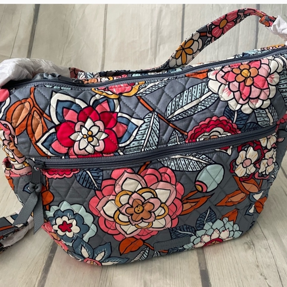 Vera Bradley Gray and Pink Crossbody Bag Quilted Design